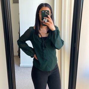 Abercrombie Long Sleeve Tie-Front Chiffon Blouse
